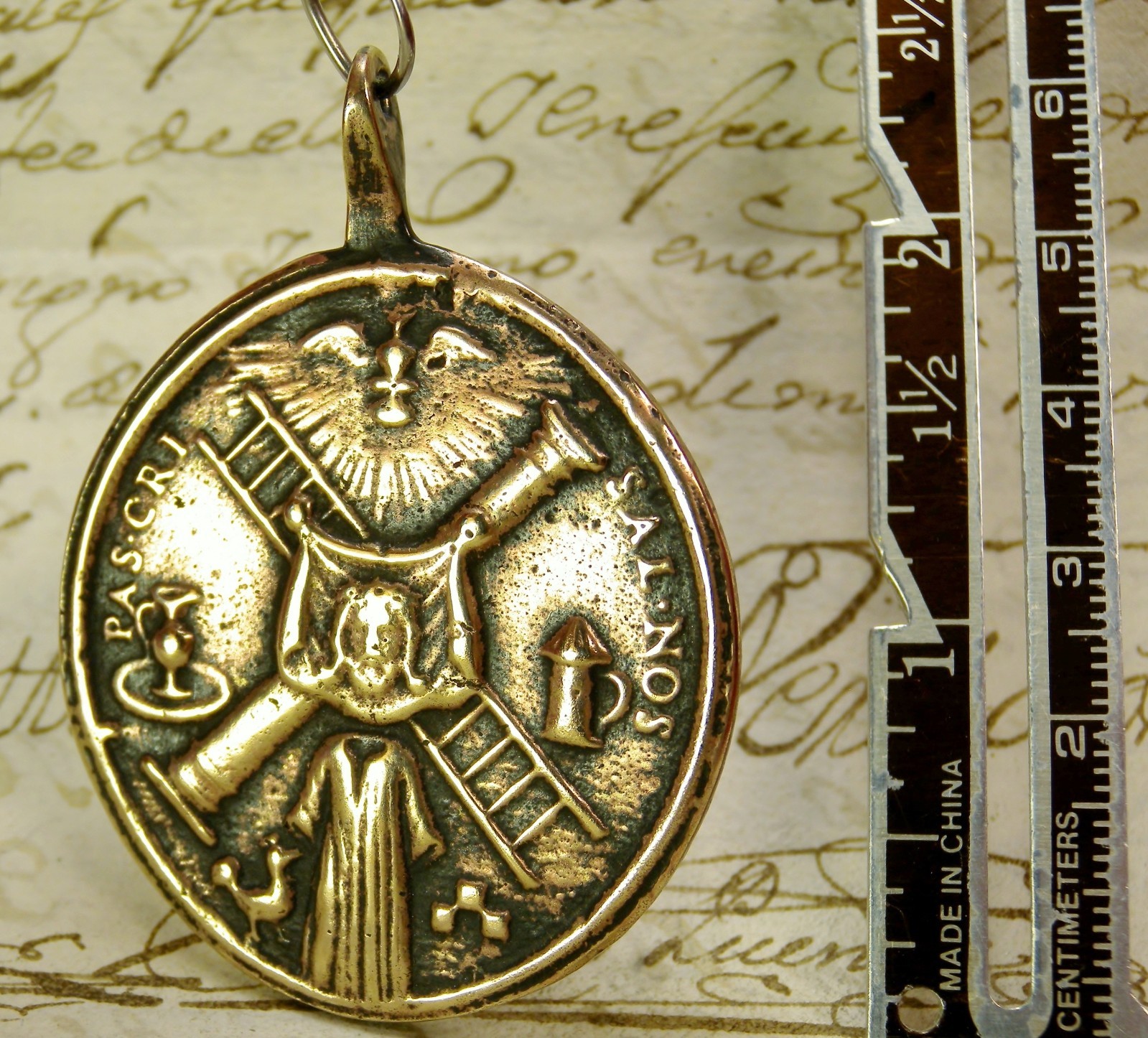 Antique 18th Century Veil of Veronica Holy Spirit Christ Passion Symbols Medal