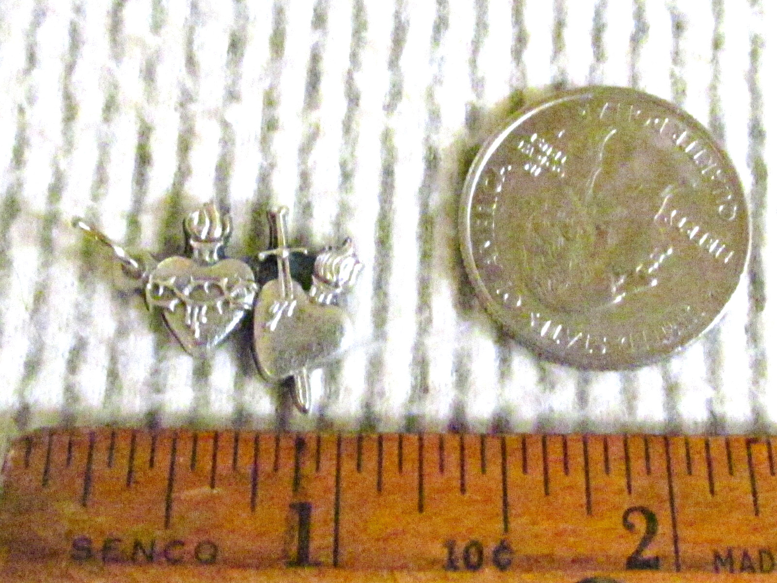 Sacred Immaculate Heart of Jesus Mary double Medal charm pendant Silver Tone