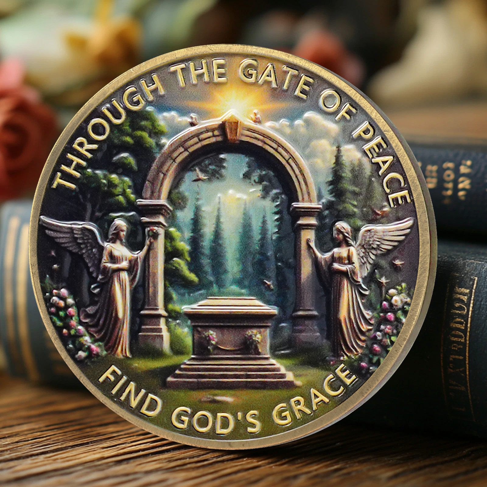 5Pc Christian Challenge Coin Find God’s Grace Matthew 7:7 Bible Verse Faith Coin