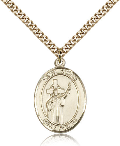 Saint Aidan Of Lindesfarne Medal For Men – Gold Filled Necklace On 24 Chain …