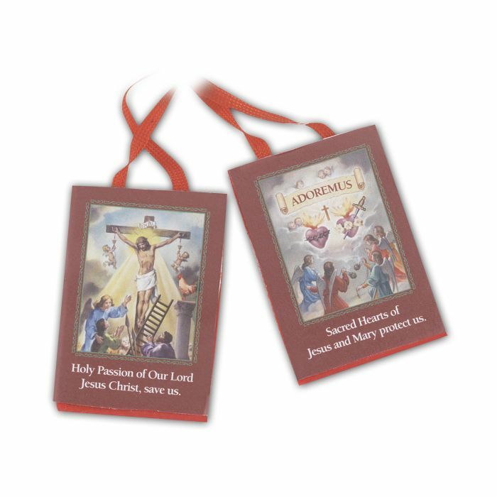 2 inch Red Scapular of the Passion with Instructions -1524 NEW