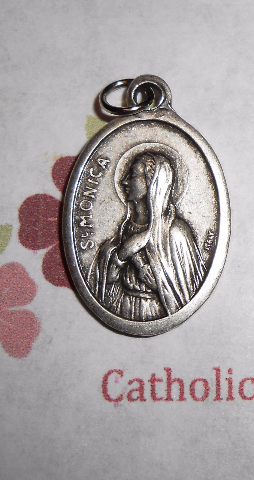 St. Saint Monica – Saint Augustine – Oxidized Italian silver tone 1 inch Medal