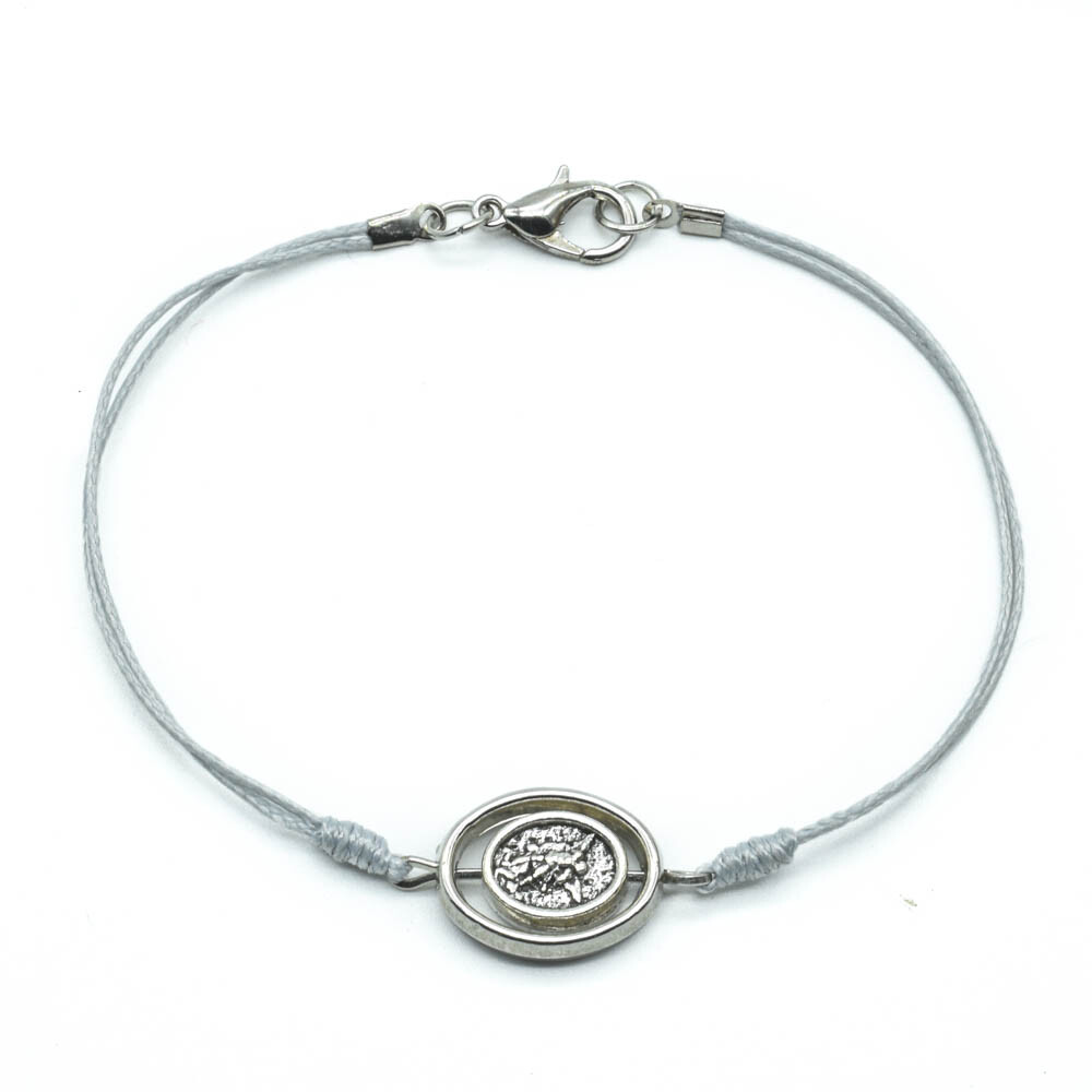 Saint St Michael Guardian Angel Rotate Medal Gray Cord Bracelet And Holy Card