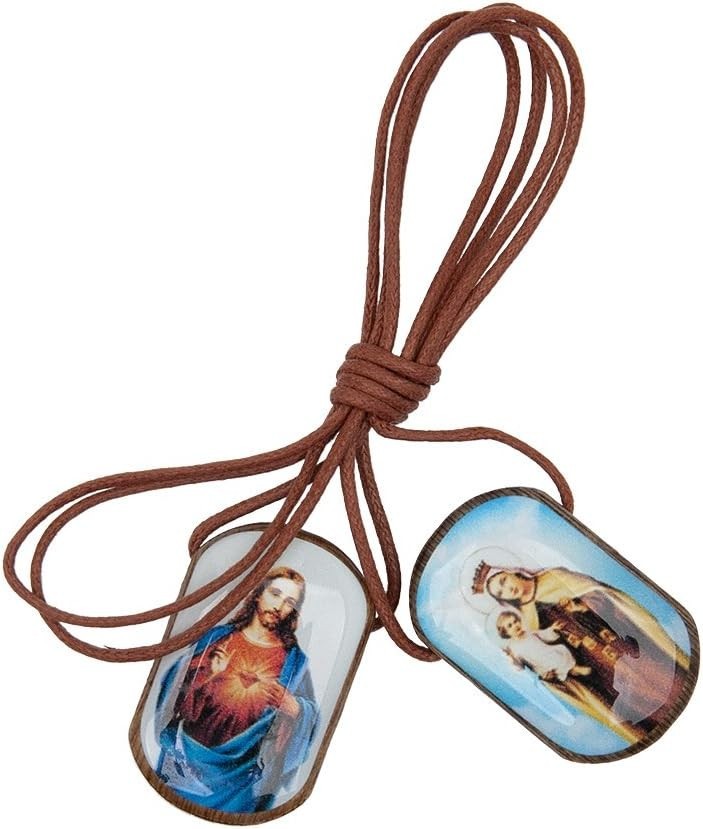 Beautiful Blessed Wooden Scapular Necklace for First Communion & Spirituality