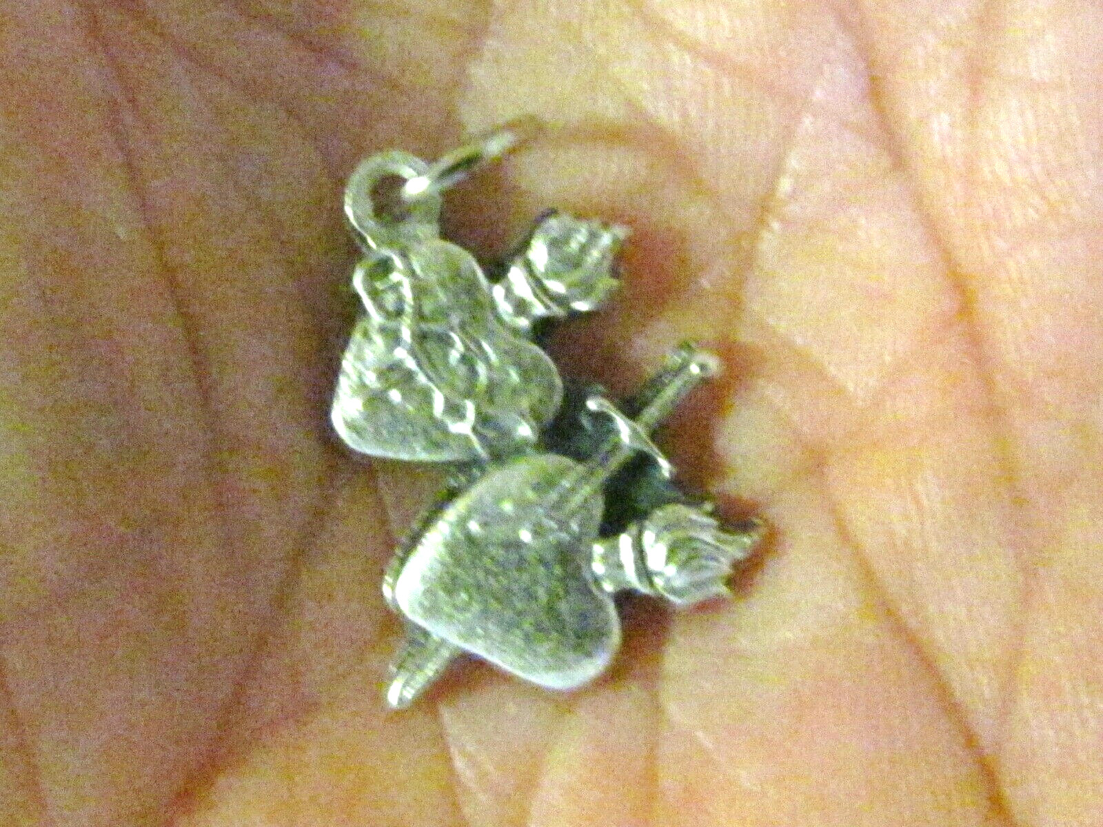 Sacred Immaculate Heart of Jesus Mary double Medal charm pendant Silver Tone