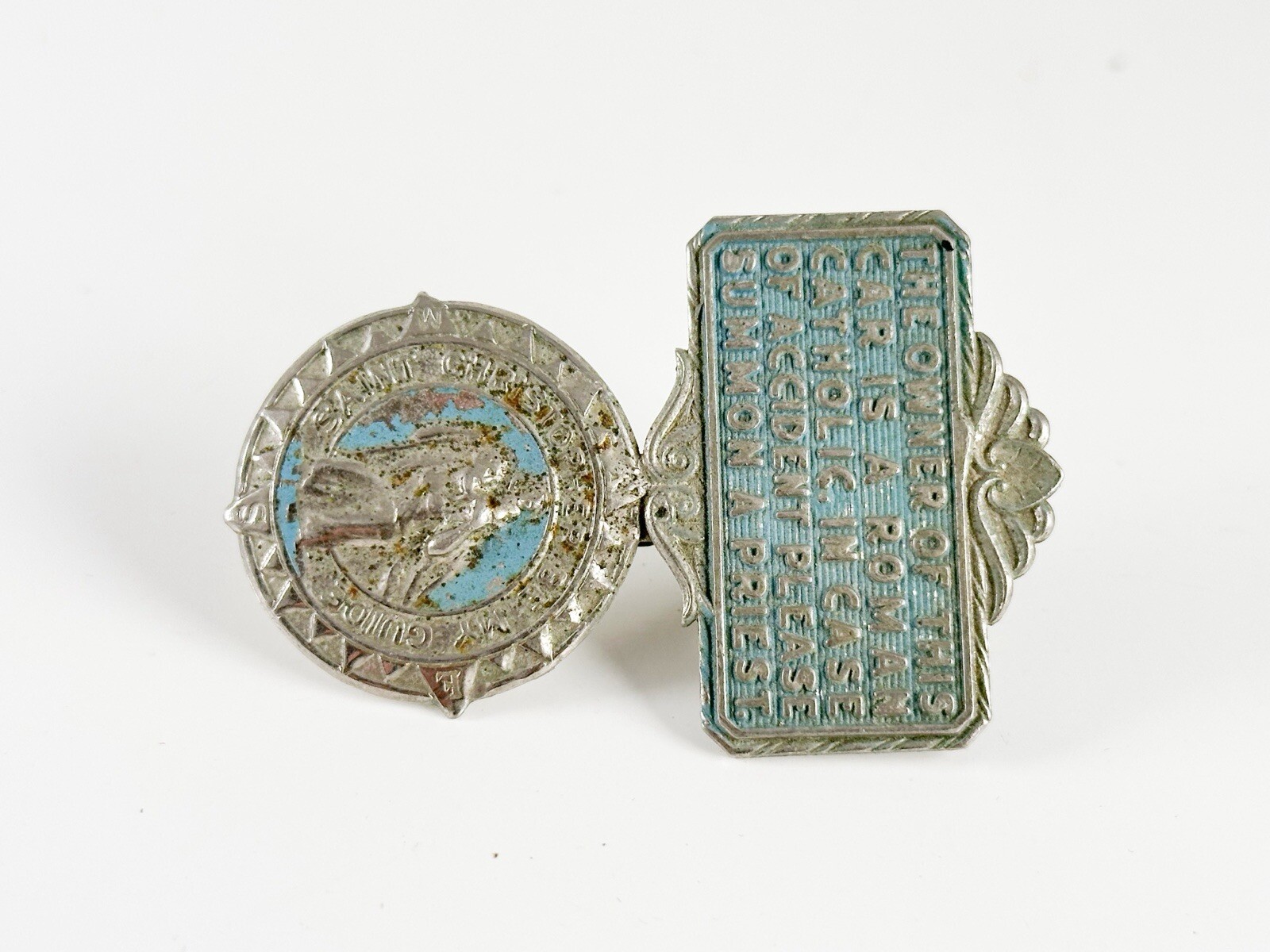 Vintage 1950’s 1960’s St. Christopher Motorist Prayer Visor Clip Roman Catholic