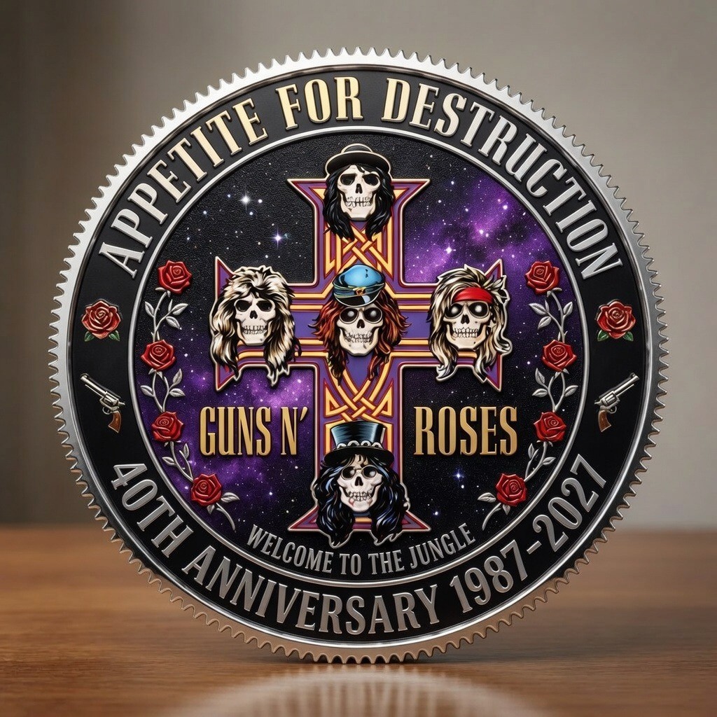 Guns N’ Roses 40th Anniversary Coin 1987-2027 Appetite for Destruction Gold Coin