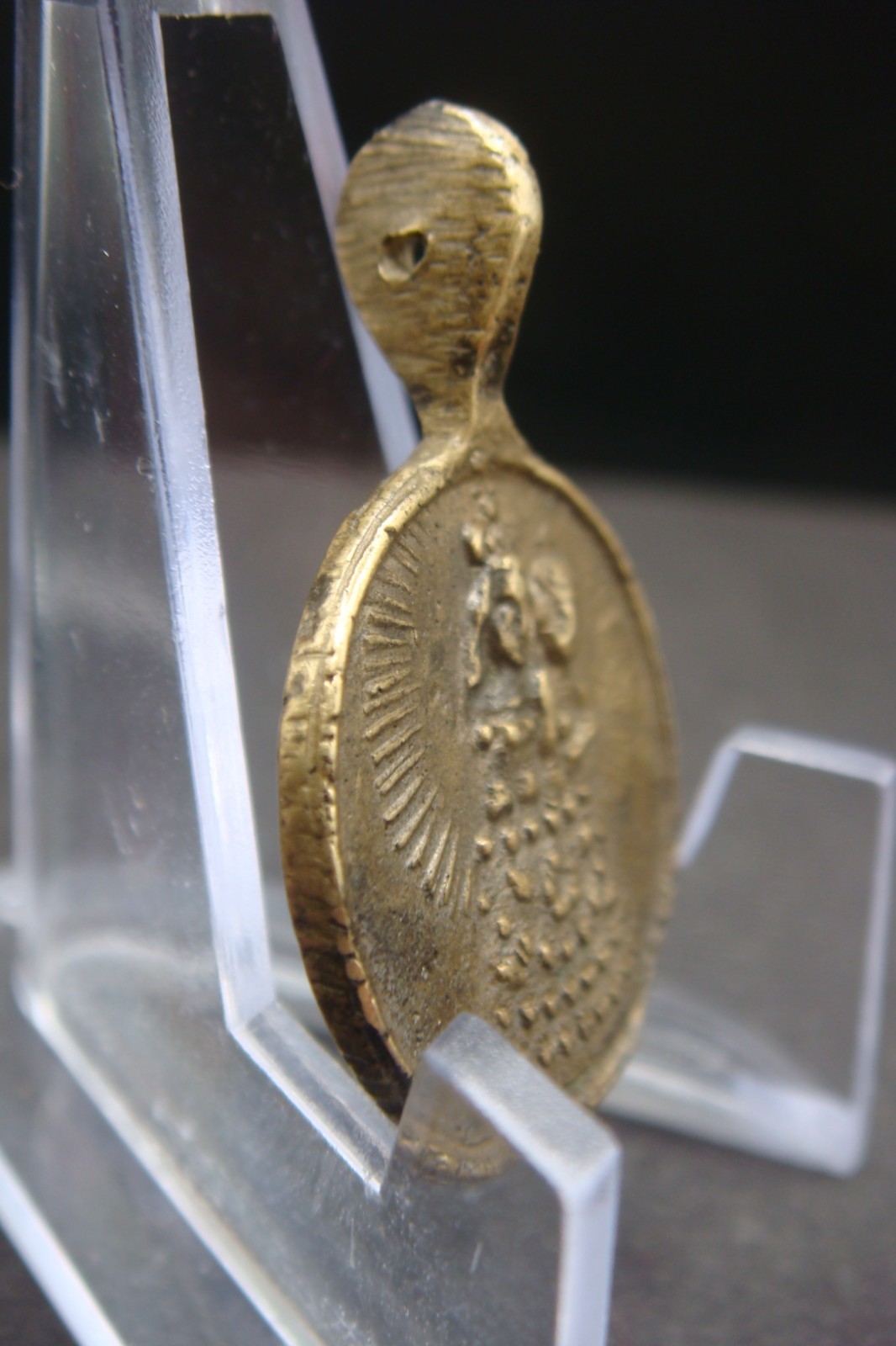 Rare Antique Bronze Catholic Medal Saint Anthony of Padua & Madonna w Child