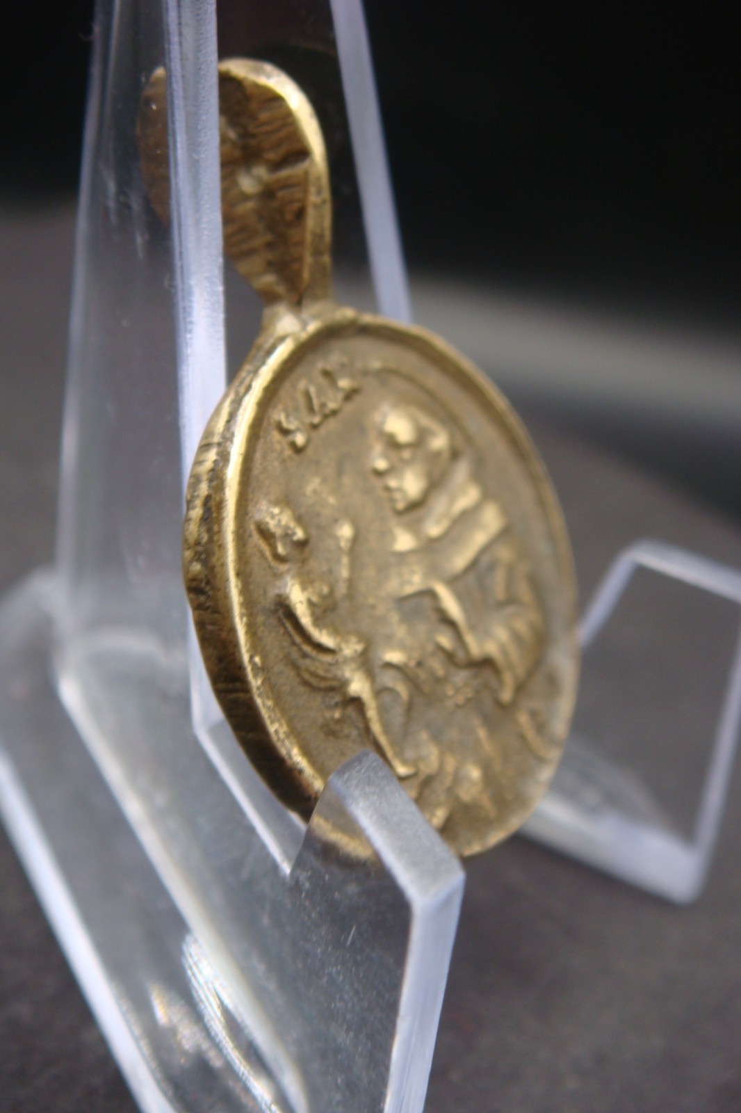Rare Antique Bronze Catholic Medal Saint Anthony of Padua & Madonna w Child