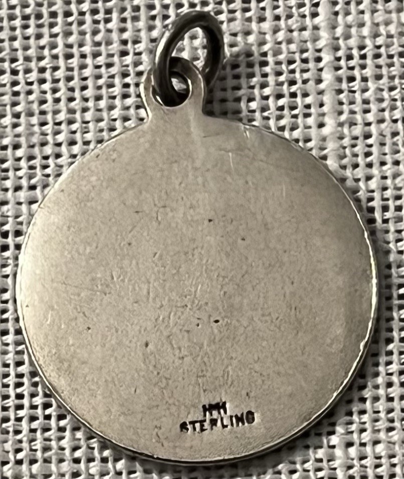 Vintage st Christopher Sterling Silver Religious Small Medal Pendant.