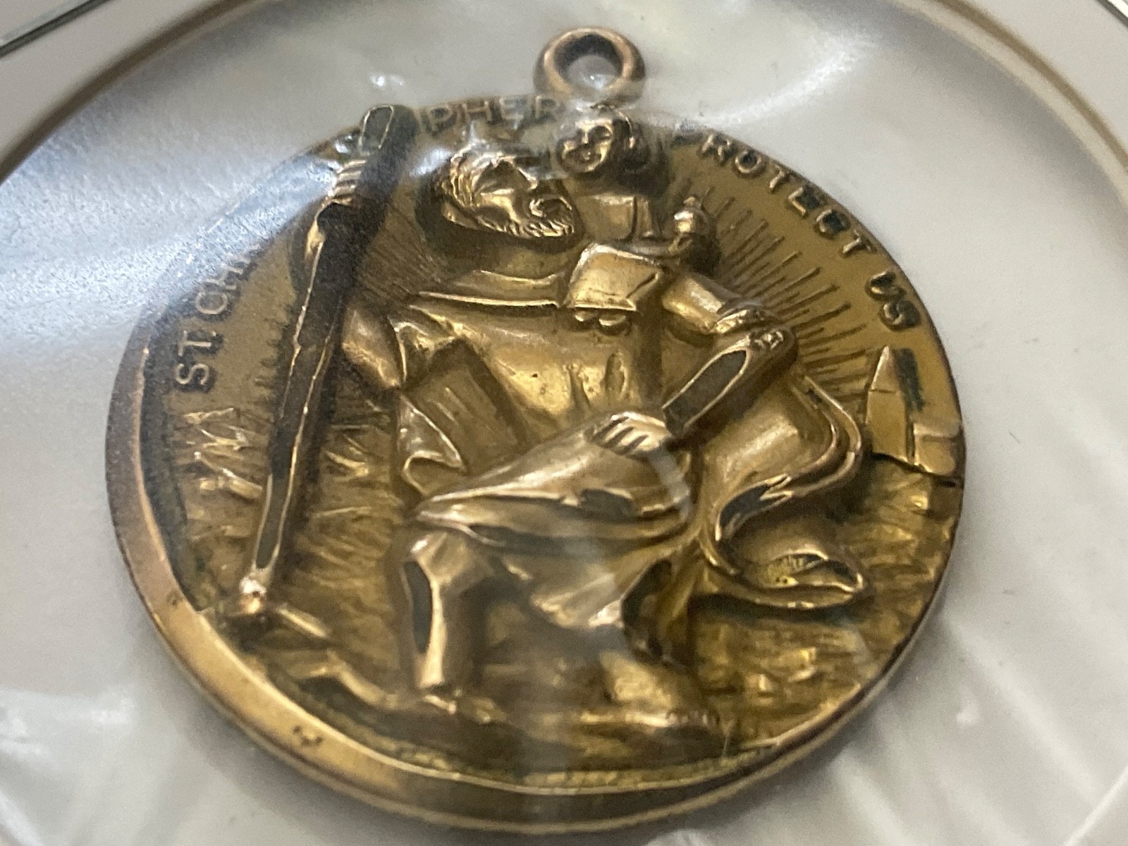 1/20 12K Gold Filled St Christopher Medal Pendant Religious Charm High Relief 3D