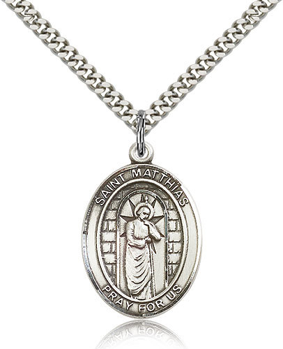 Saint Matthias The Apostle Medal For Men – .925 Sterling Silver Necklace On 2…