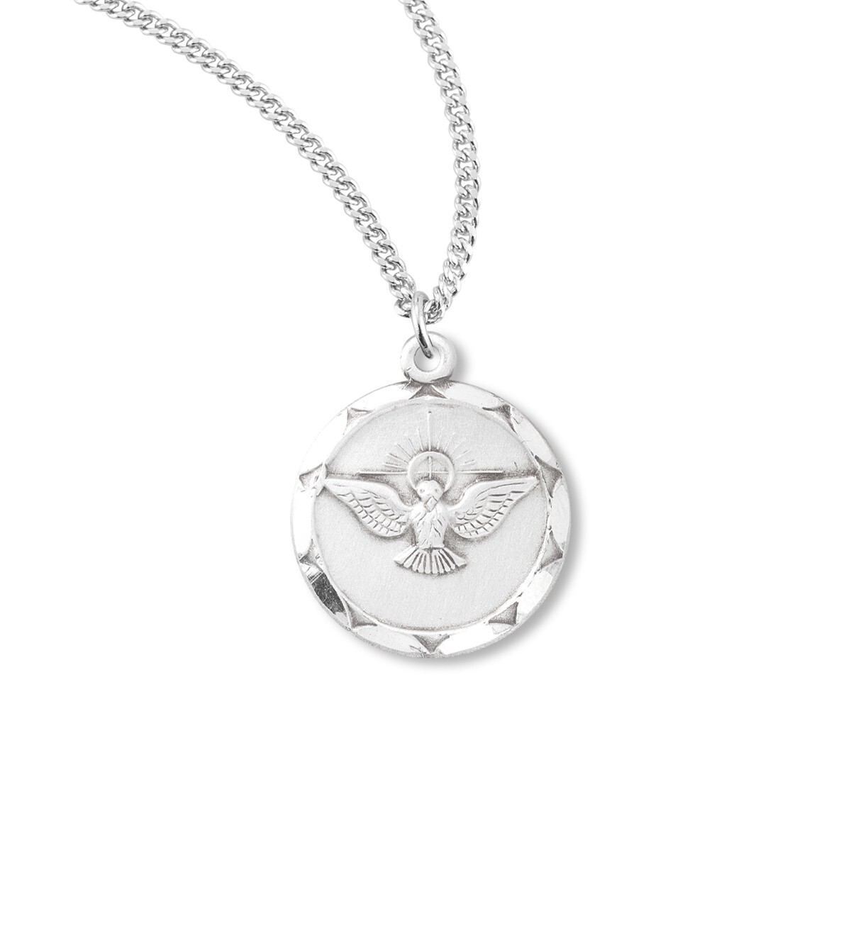 925 Sterling Silver Holy Spirit Pendant Medal Necklace With Chain & Box
