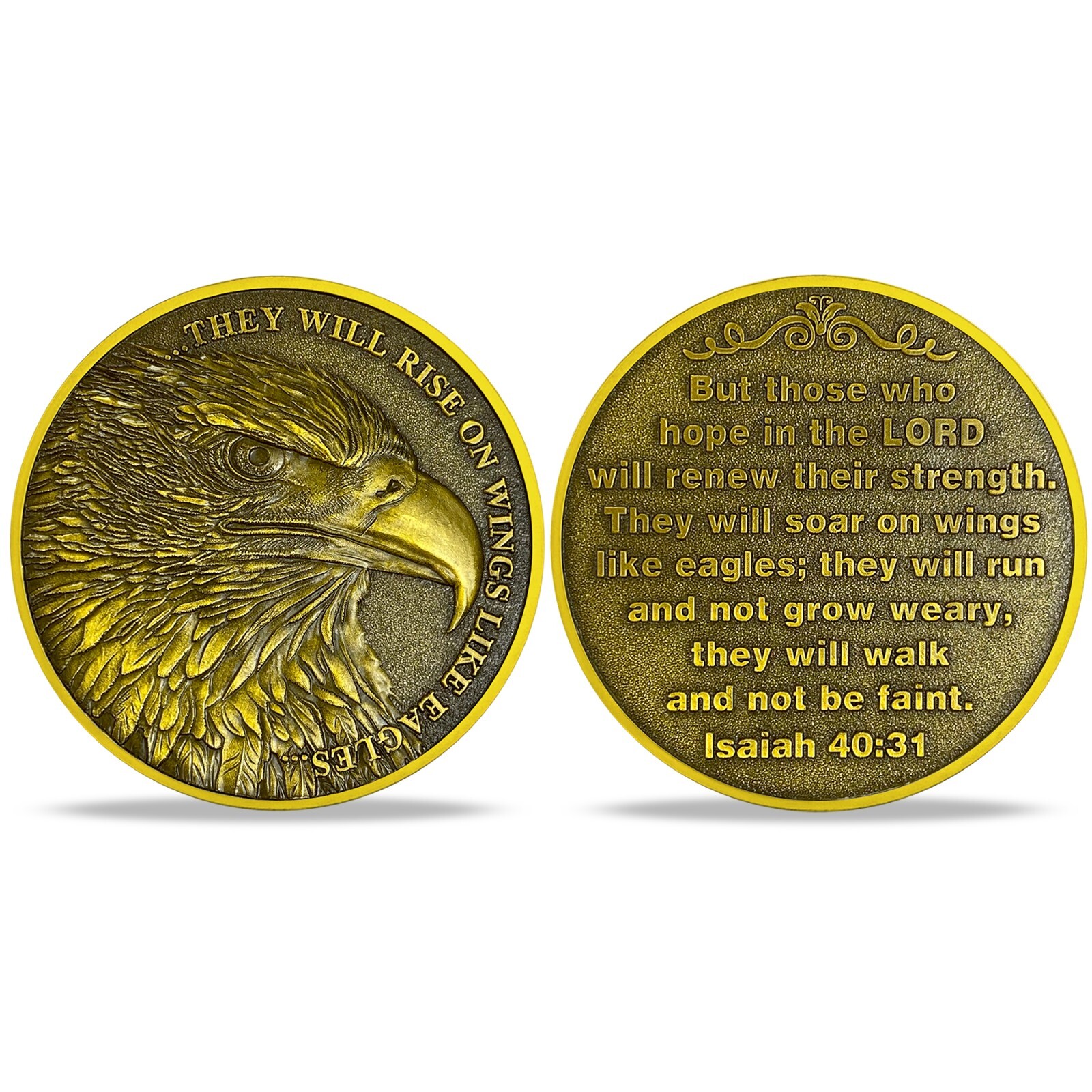 20pcs Inspirational Isaiah 40:31 Verse Religious Eagle Christian Challenge Coin