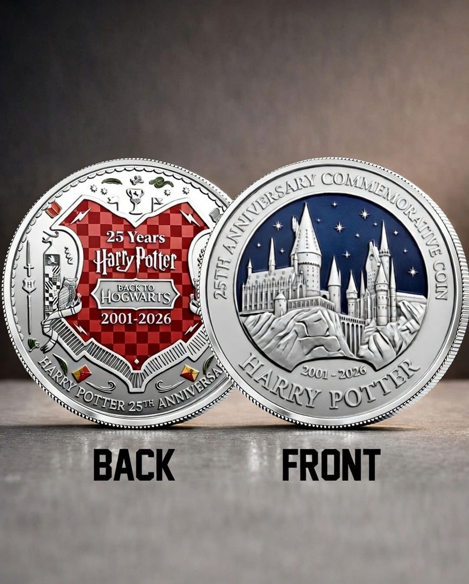 Harry Potter 25th Anniversary Commemorative Coin Hogwarts 2001-2026 Gold Medal