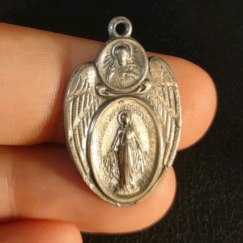6.3 Grams Vintage Saint Mary & Jesus HMH Medal Sterling Silver 925 Charm