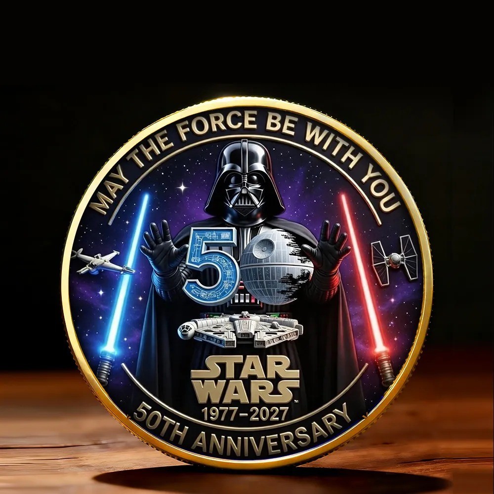 Star Wars 50th Anniversary Coin Darth Vader May The Force Be With You 1977-2027