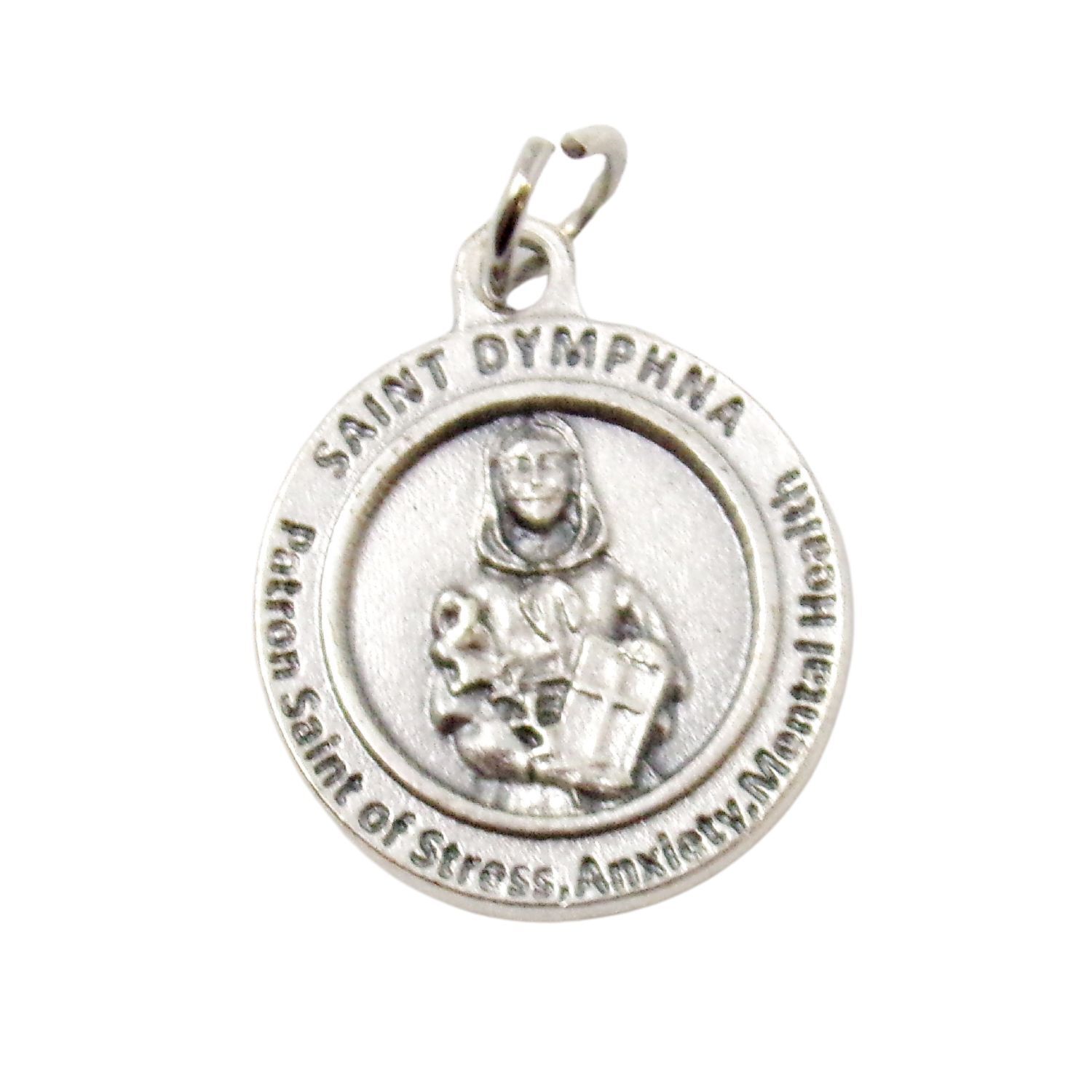 St Saint Dymphna Parton of Mental Health Silver Tone Pendants Rosary Parts 1 In