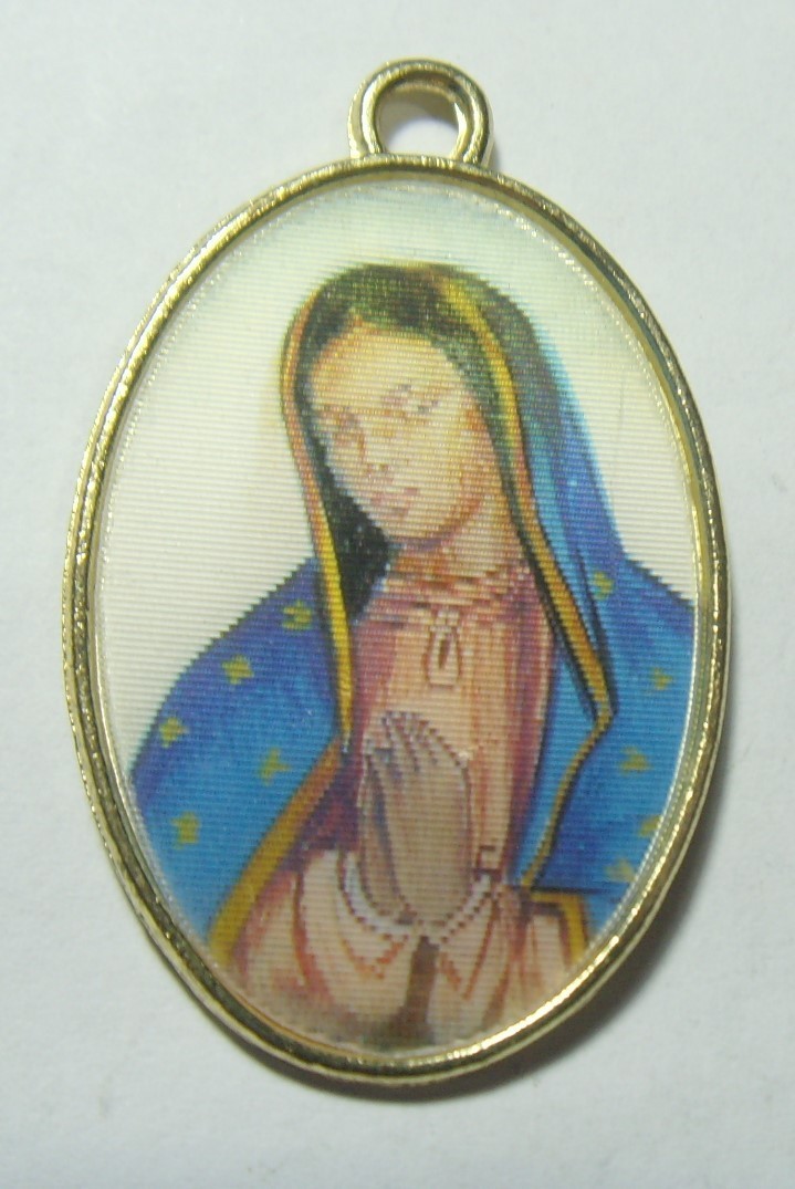 1950s vintage catholic Saint Mary Jesus Lenticular double image pendant 54438