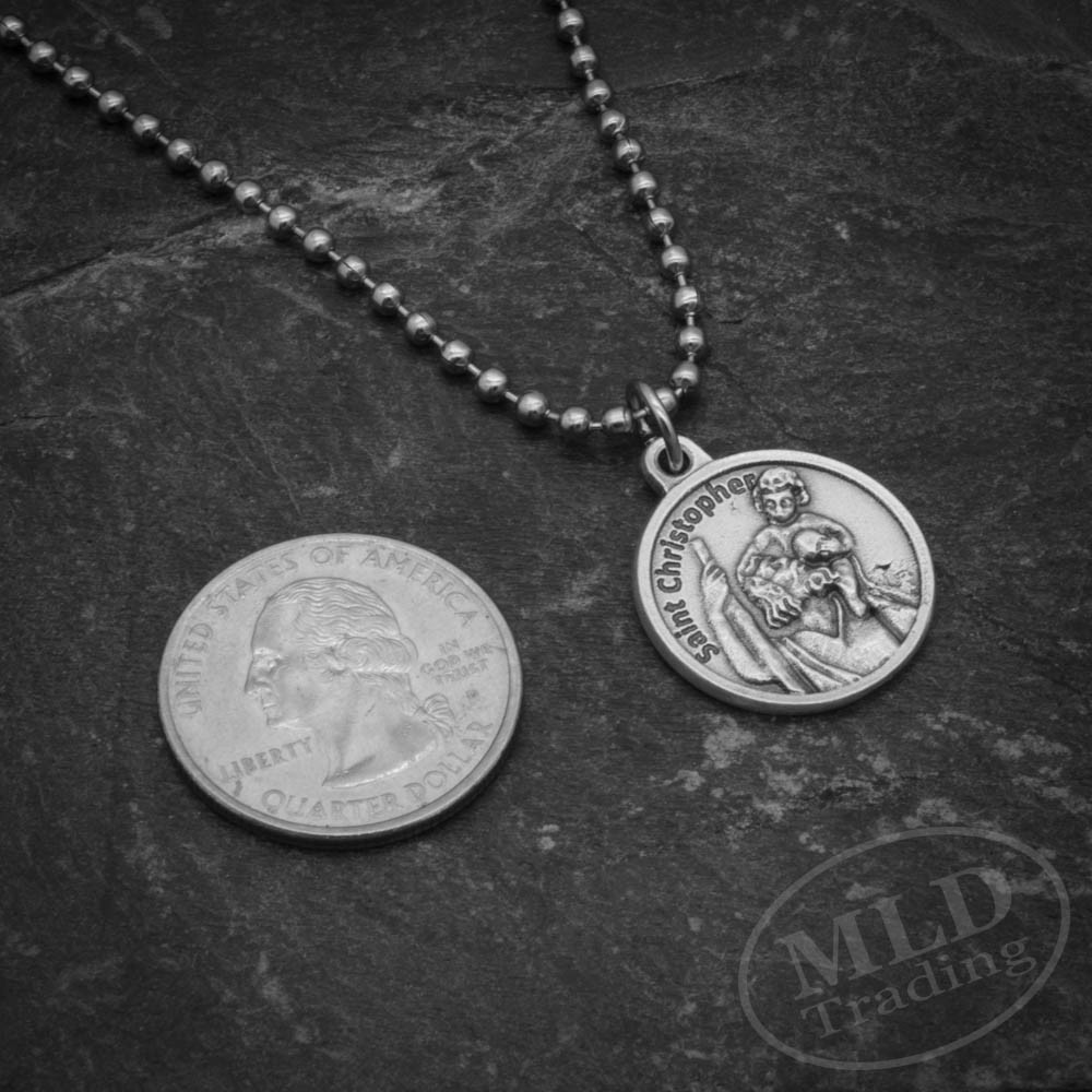 Saint St Christopher Medal Prayer Pendant Necklace Made in Italy 24″ Chain