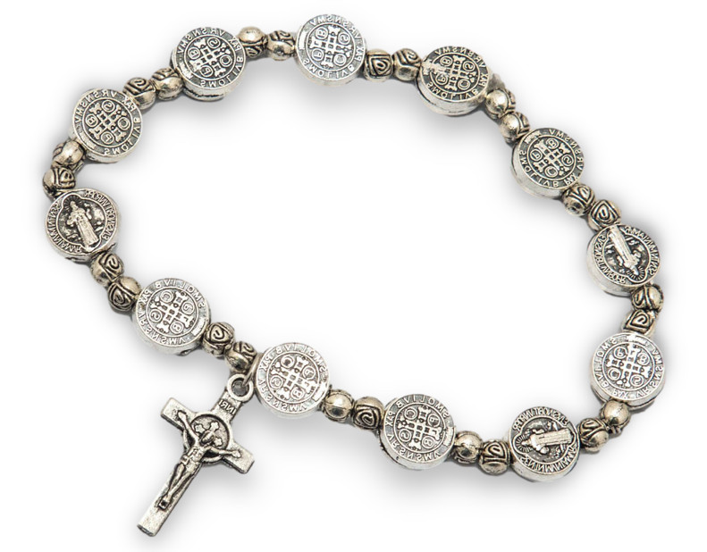 St Saint Benedict Medal Crucifix Cross Rosary Bracelet Pulsera De San Benito