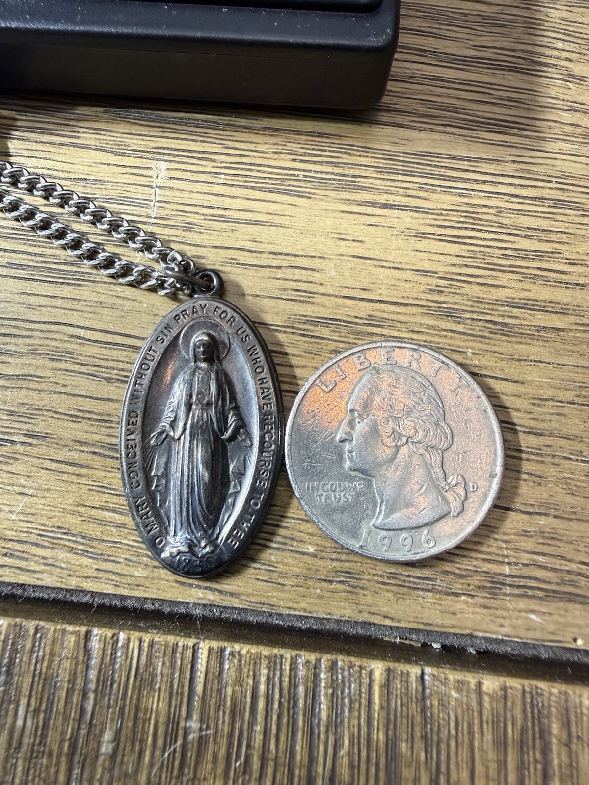 Antique Catholic Religious Holy Medal – STERLING – Miraculous – 1950’s