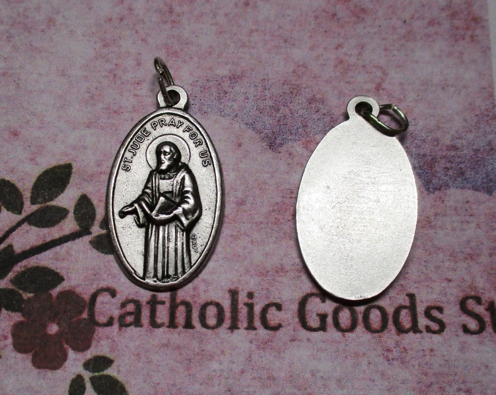 Saint St. Jude Pray for Us – Italian 1 1/4″ Antique Silver Tone Oxidized Medal