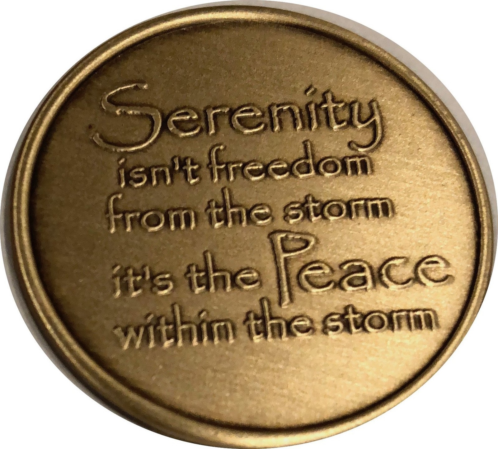 Serenity Peace Within The Storm Color Rainbow Bronze Medallion Chip