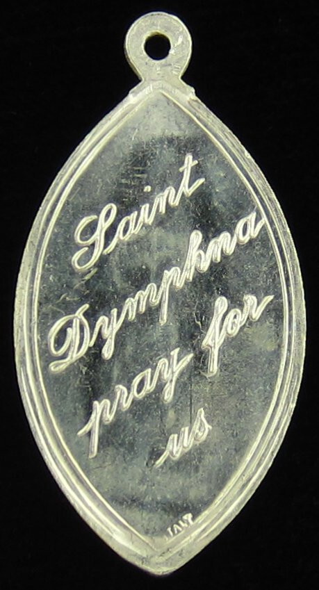Vintage Saint Dymphna Medal Aluminum Patron Saint of Mental Illness Lightweight