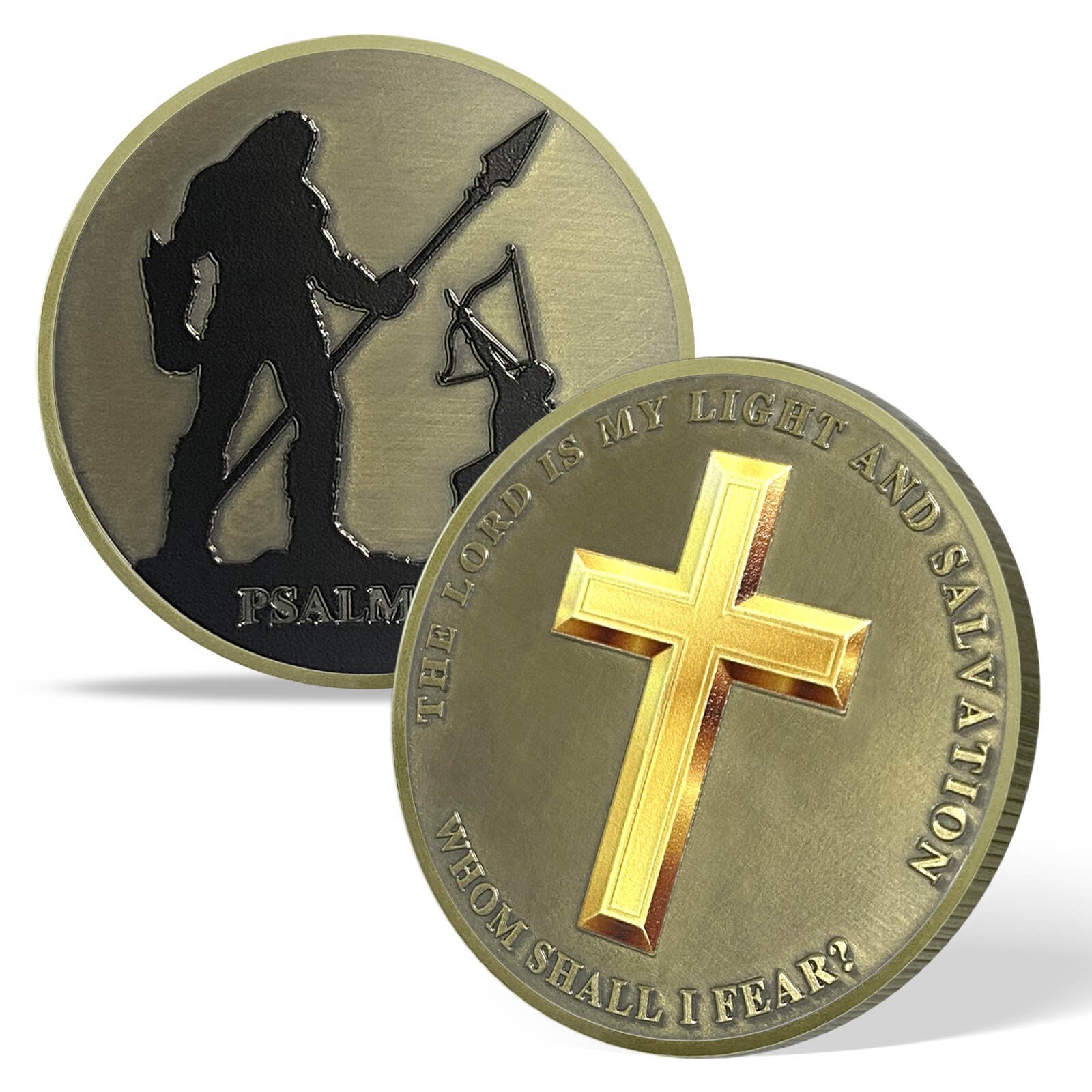 5pcs Warrior Challenge Coin Christian The Lord is My Light Psalm 27:1 Verse Gift