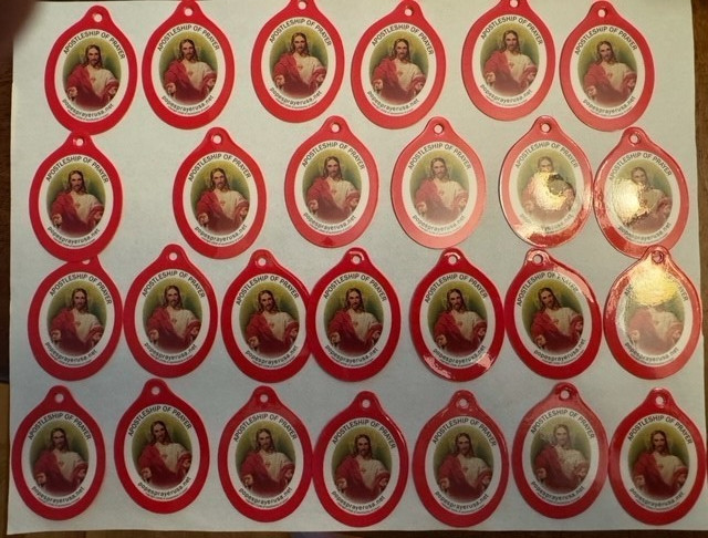 Lot of 25 Sacred Heart Badges Soft Plastic