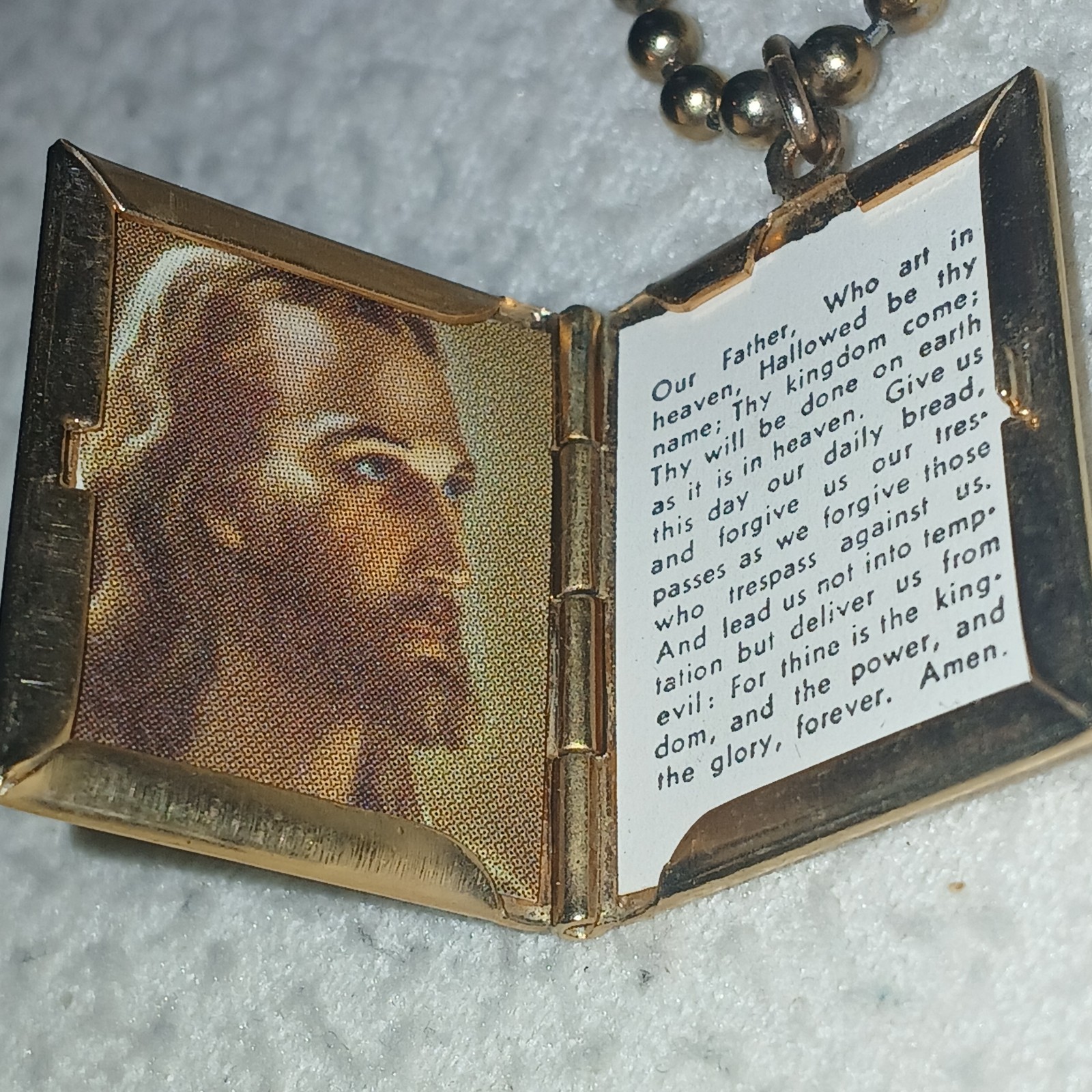 Locket Gold Toned Elevated Cross Medal Vintage Great Condition