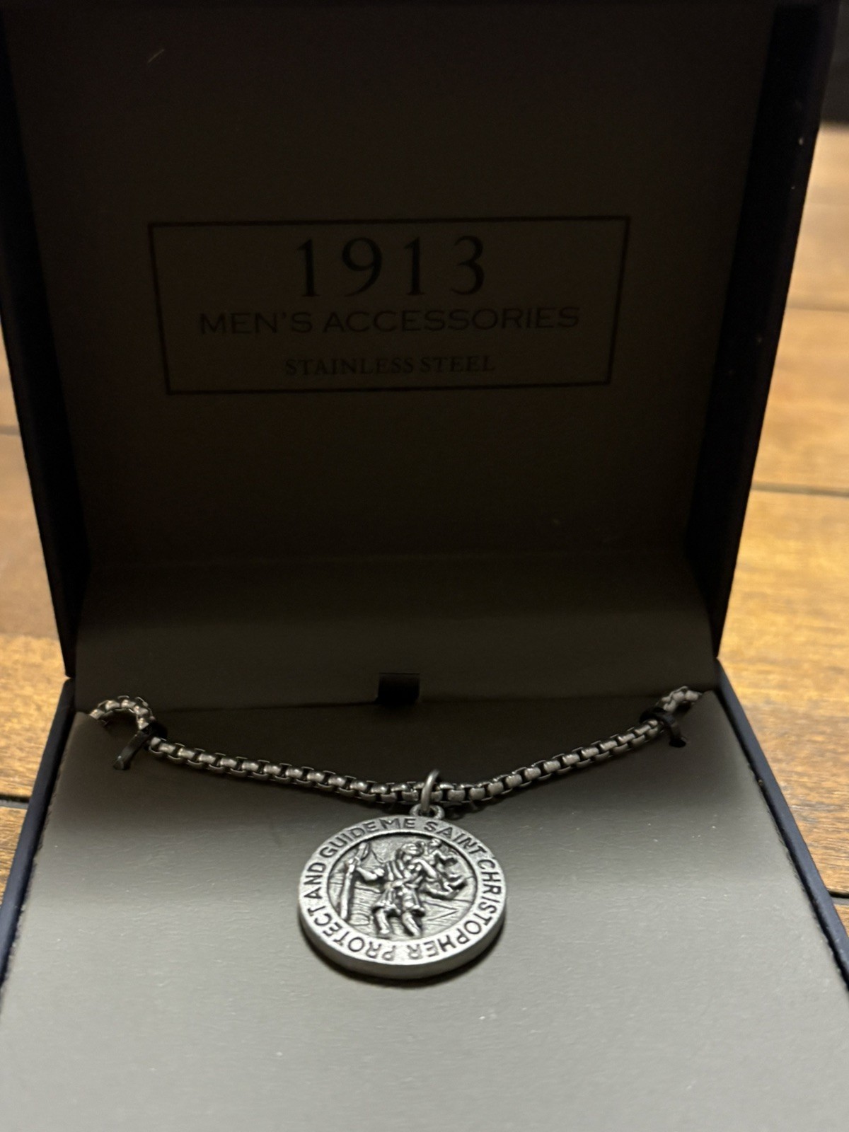 1913 St Christopher Necklace Stainless Steel Brand New in box
