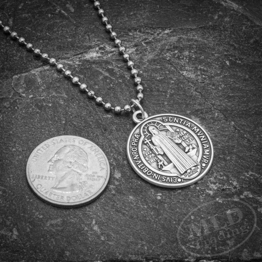 Made in Italy Saint St Benedict Medal Necklace 1″ Catholic Zinc Alloy Pendant