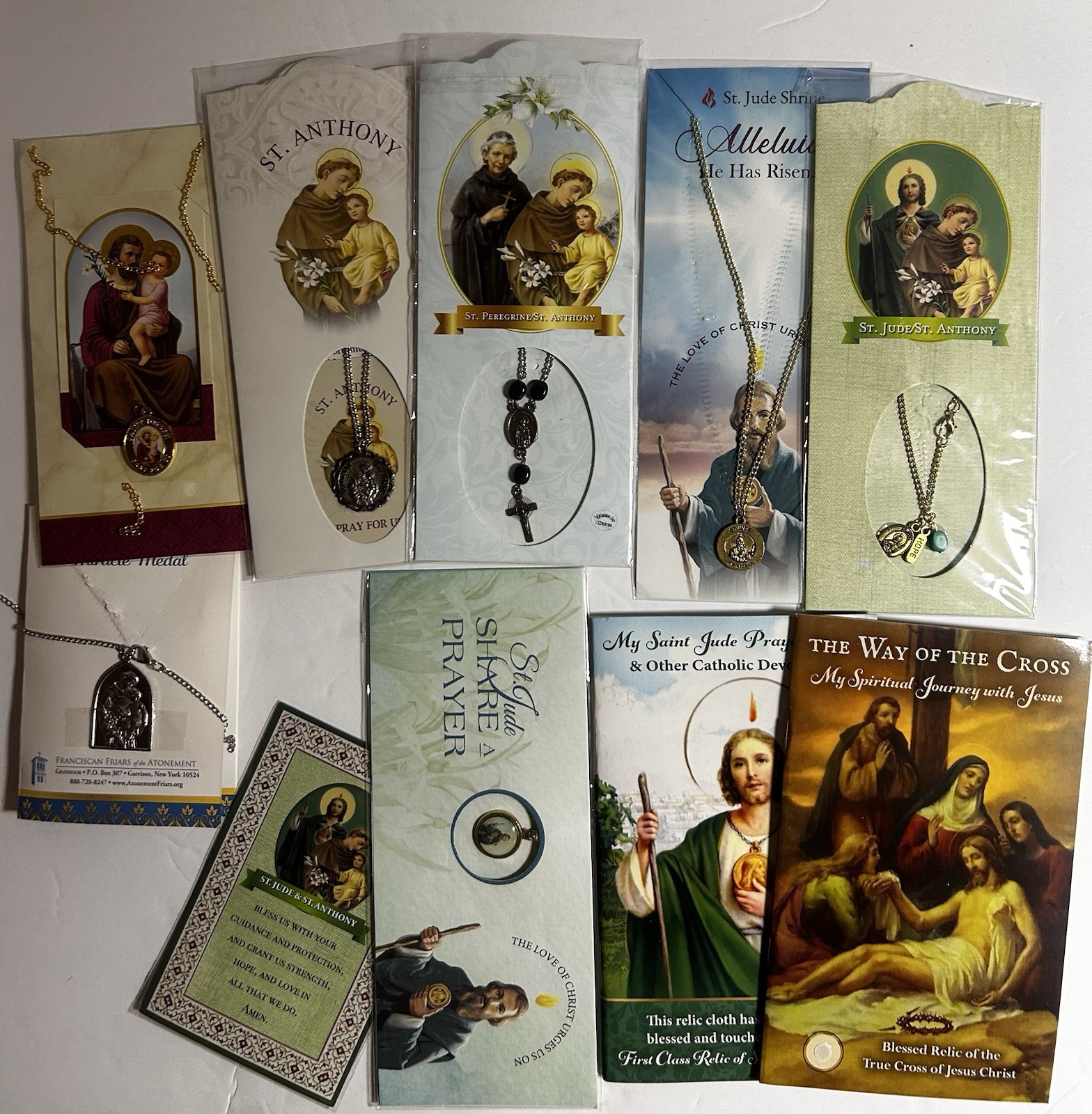 Catholic Metals Lot Of 6 – Pray For Us St. Jude & St.Anthony Necklace Charms Etc