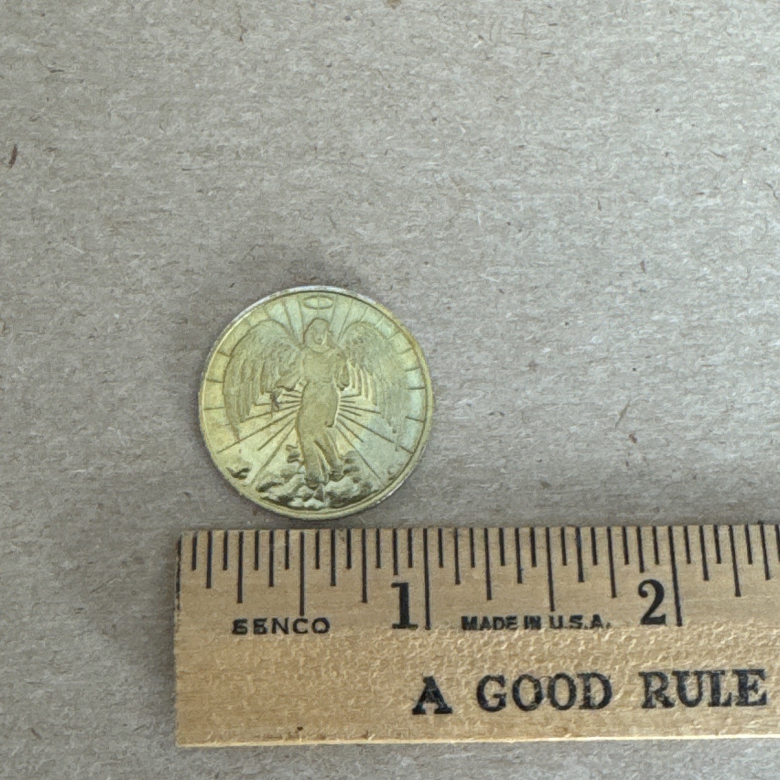 Gold-Tone Guardian Angel Medallion Religious Prayer Coin, Double-Sided