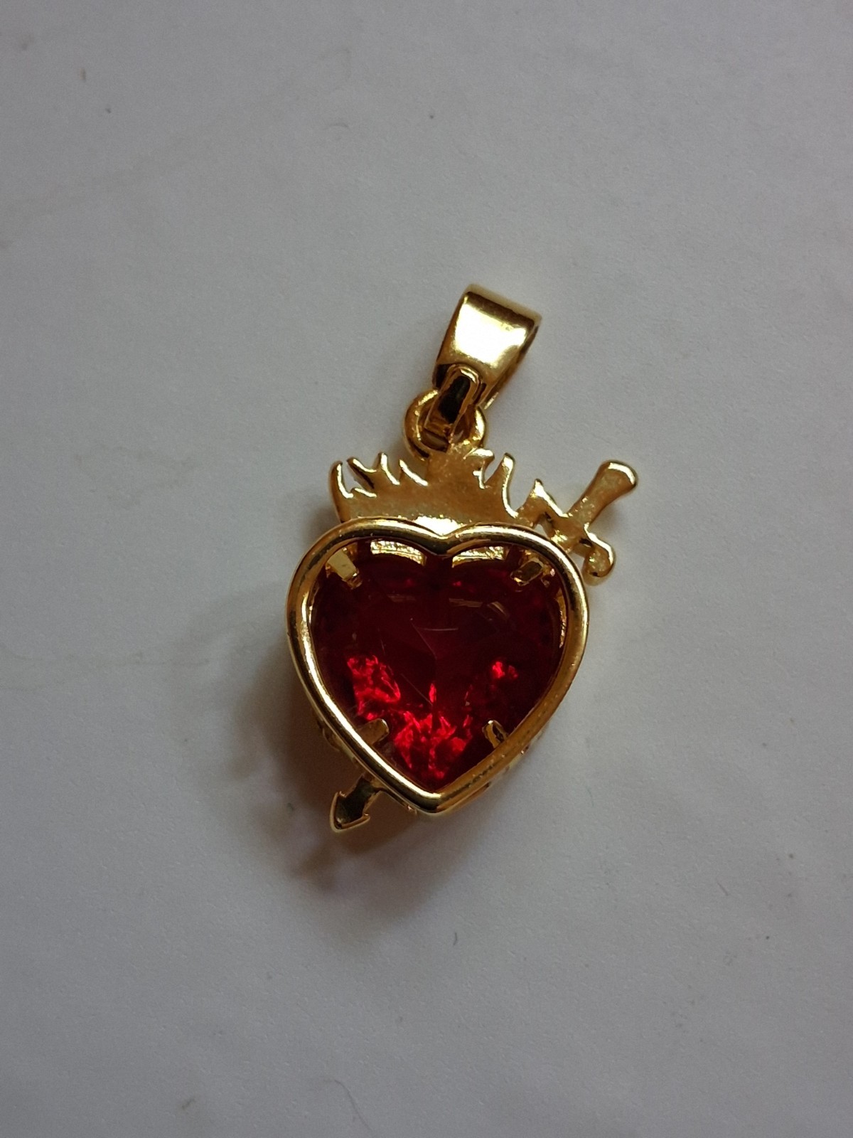 Immaculate Heart Charm Red Heart Flowers Sword and Flames Catholic Free Ship