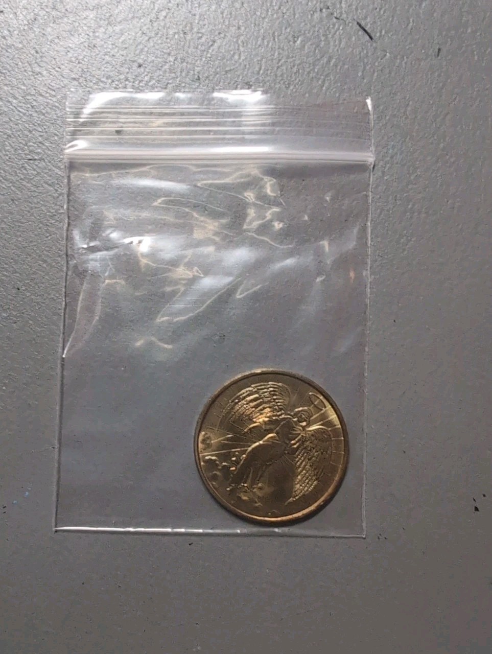 Guardian Angel Protection Pocket Coin Token Gold Plated Double Sided