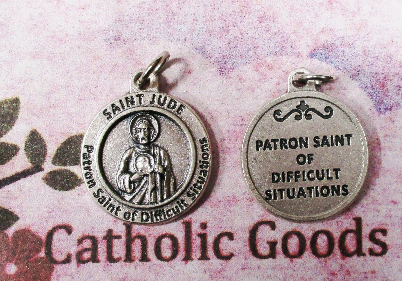 Saint St. Jude -Patron Saint of Difficult Situations – Silver Tone Round- Medal