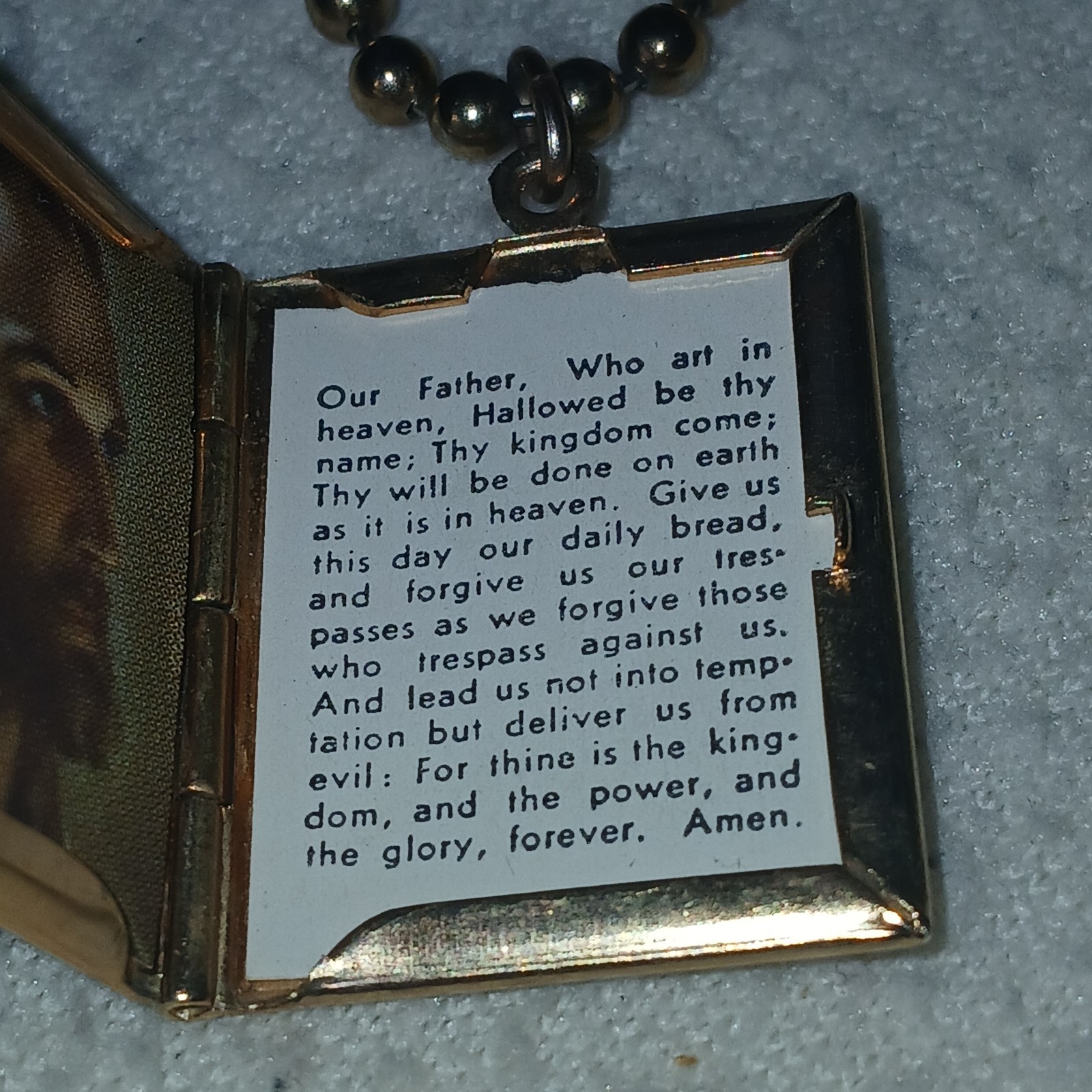 Locket Gold Toned Elevated Cross Medal Vintage Great Condition