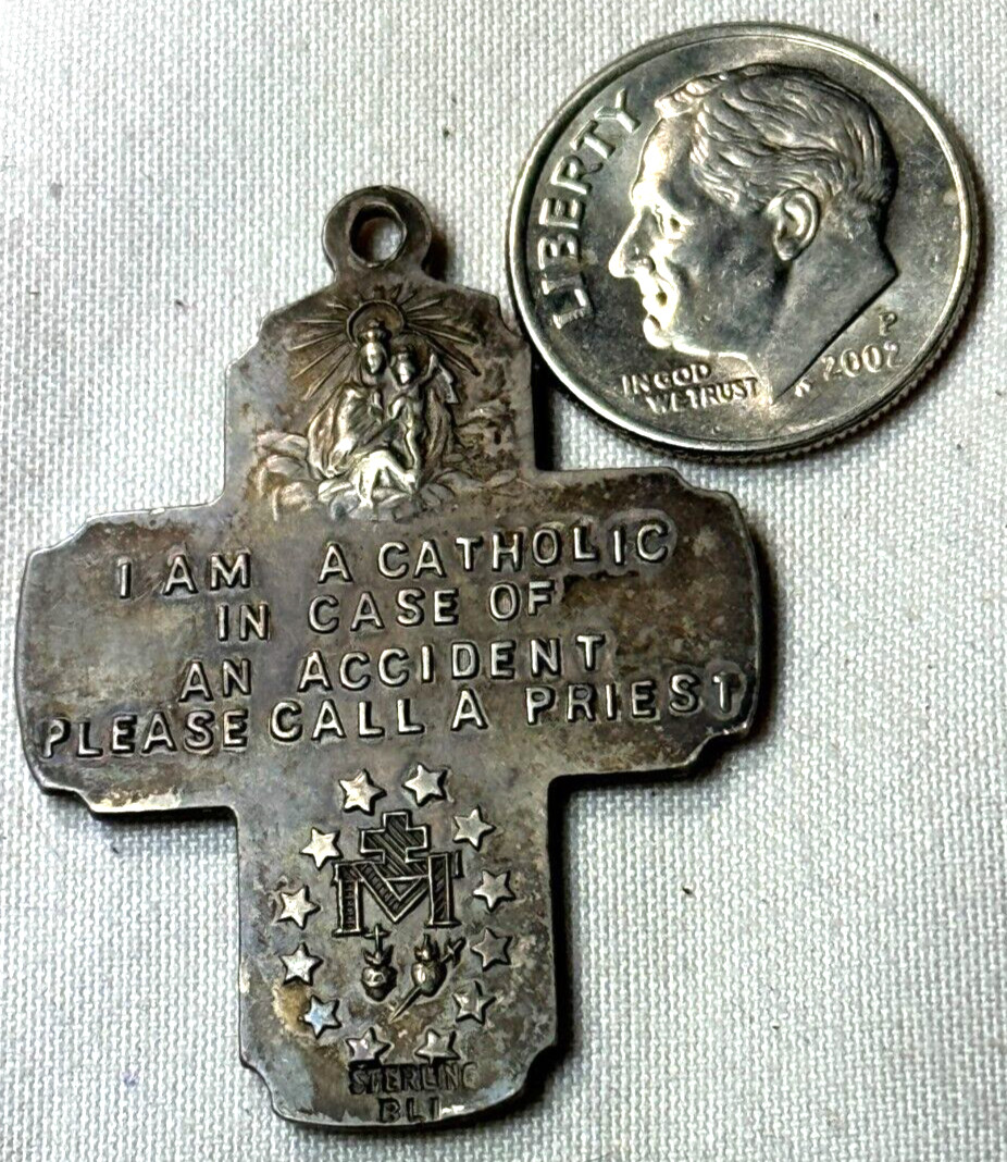 VINTAGE 1960’S BL1 STERLING SILVER 5 WAY MULTI MEDAL CROSS PENDANT -FREE SHIP