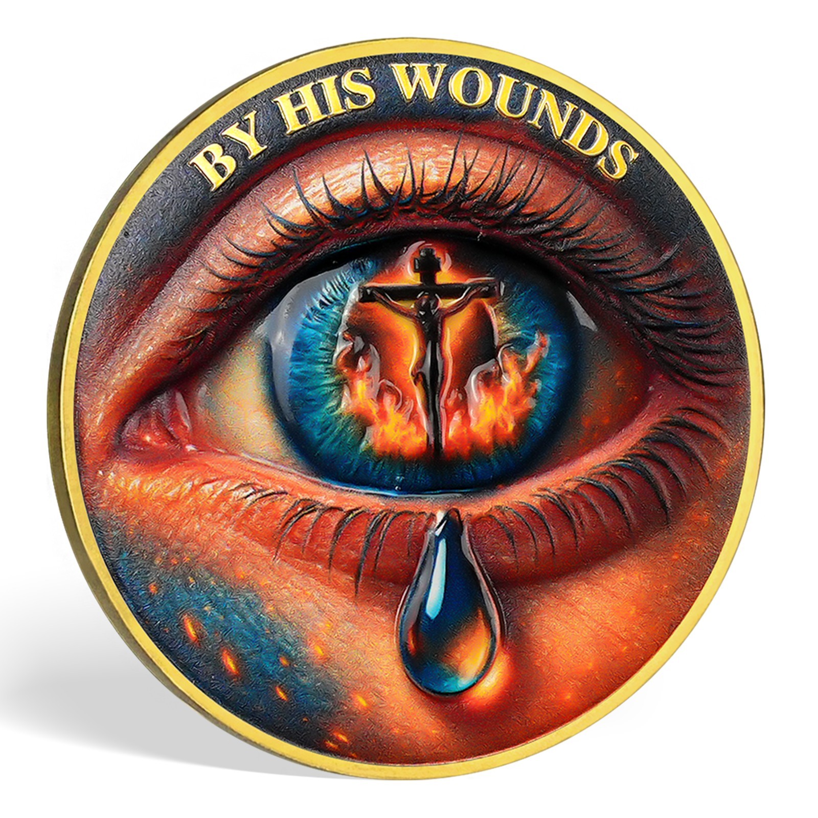 5pcs Christian Faith Challenge Coin Isaiah 53:5 Bible Verses Inspirational Token