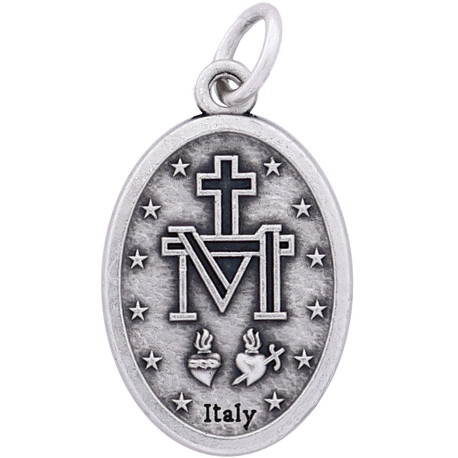 100 Pack LATIN Miraculous Medals 1″ Silver Plated, Made in Italy — Catholic