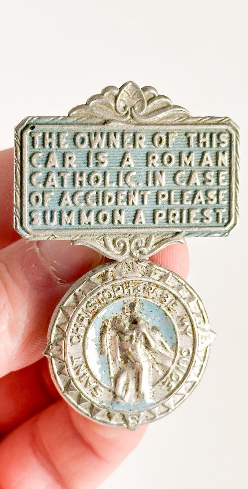 Vintage 1950’s 1960’s St. Christopher Motorist Prayer Visor Clip Roman Catholic