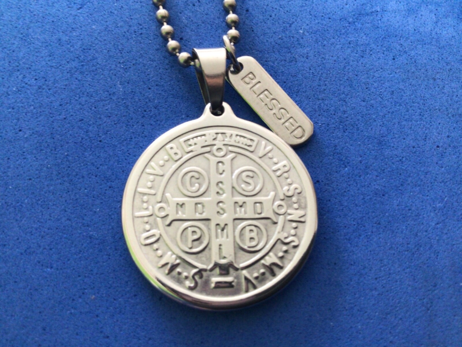 St BENEDICT Medal Necklace Blessed Exorcism Saint Medal Solid Stainless Steel