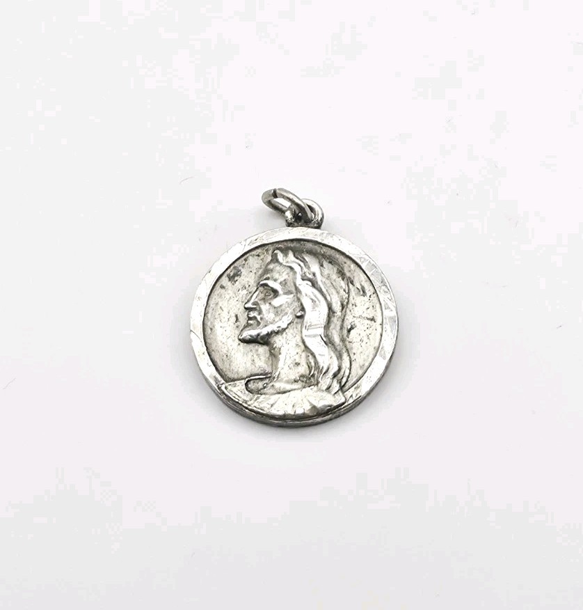 Vintage Sterling Silver 925 Catholic I Am A Christian Jesus Pendant Charm Medal