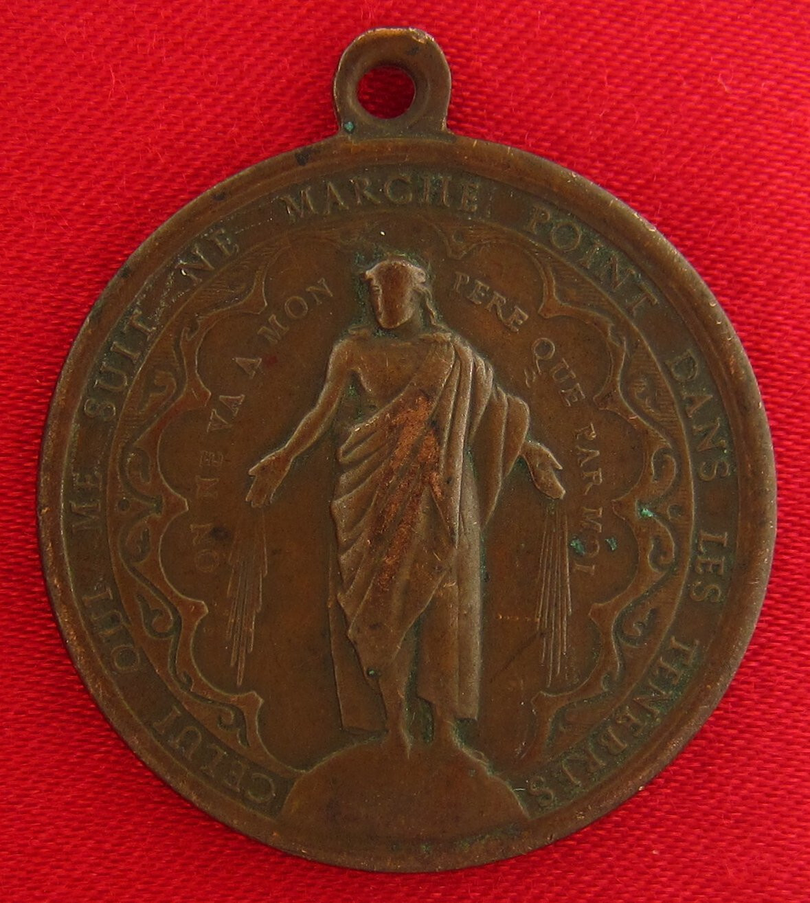 Antique JESUS SACRED HEART Medal ASSOCIATION OF DEVOTED HEARTS Medal PENIN LYON