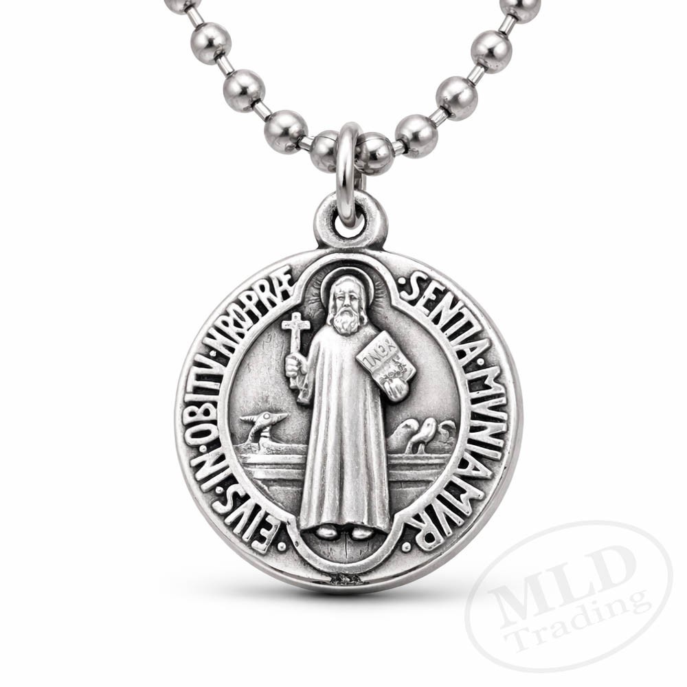 Saint St Benedict Medal Necklace – Made in Italy – Catholic Protection Pendant