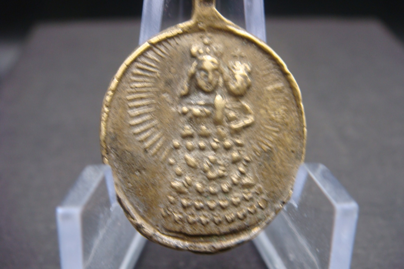 Rare Antique Bronze Catholic Medal Saint Anthony of Padua & Madonna w Child