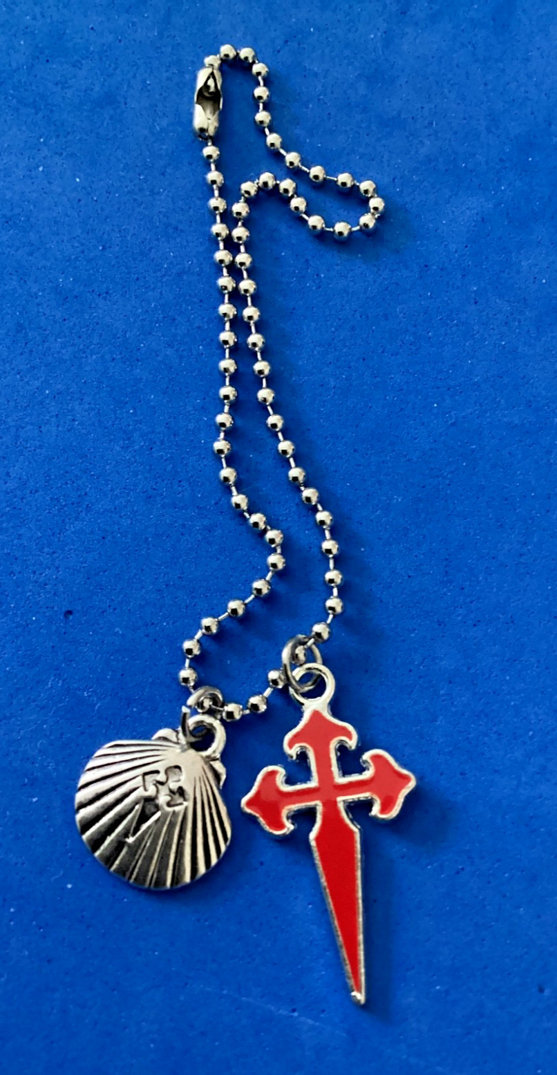 Crucifix St James Saint Medal Car Truck Auto Mirror Santiago de Compostela Red